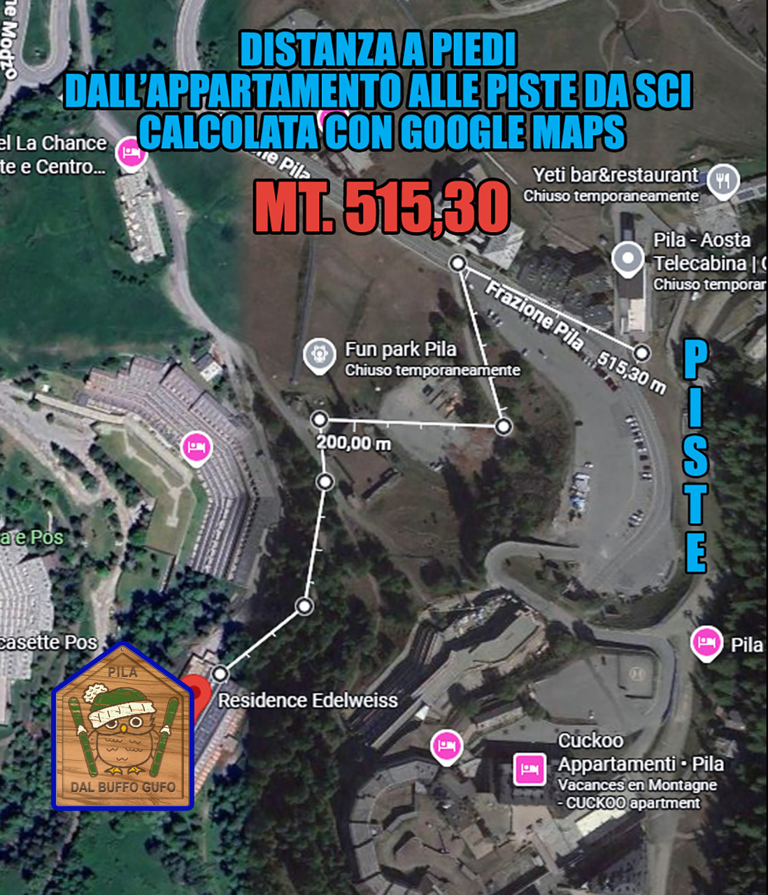 Distanza dalle piste da sci